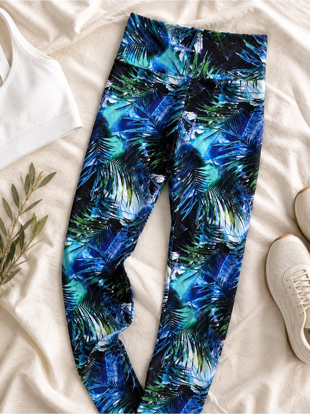 Tropical Print Workout Leggings M